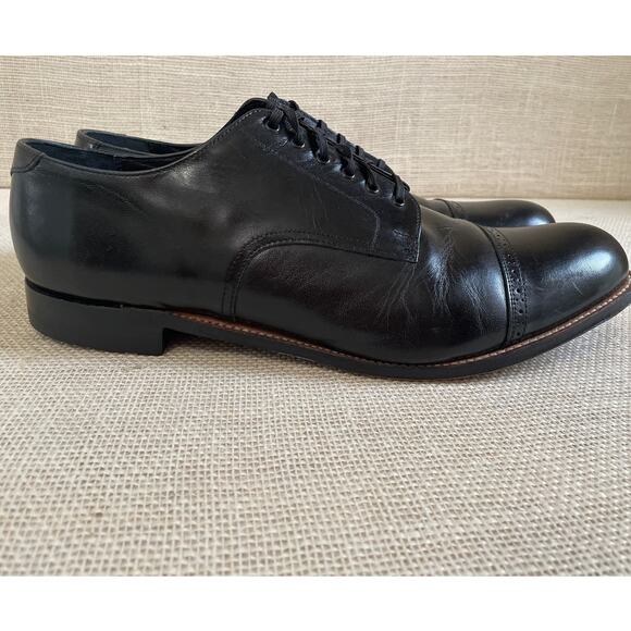 Stacy Adams Madison Black Cap Toe Oxfords, Leather, Tie up, Exc Cond, Men\'s 14D‎